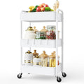 LEHOM 3 Tier Rolling Cart, Metal Rolling Utility Cart with Lockable Wheels | Multi-Functional Heavy Duty Storage Cart Organizer for Bathroom, Kitchen, Office, Living Room, Rolling Storage Trolley by LEHOM