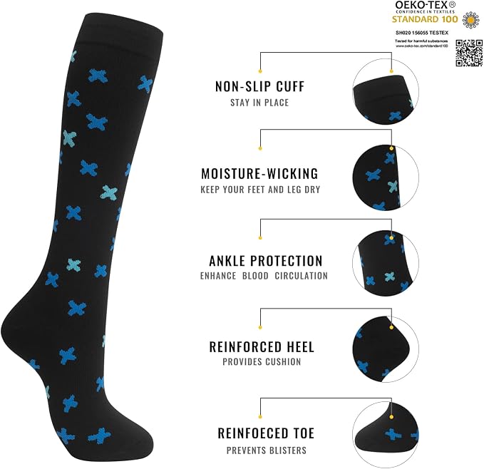 hello momoya Compression Socks for Women Men Circulation Knee High 8 Pairs for Nurses, Running, Travel, Athletic - Image 3