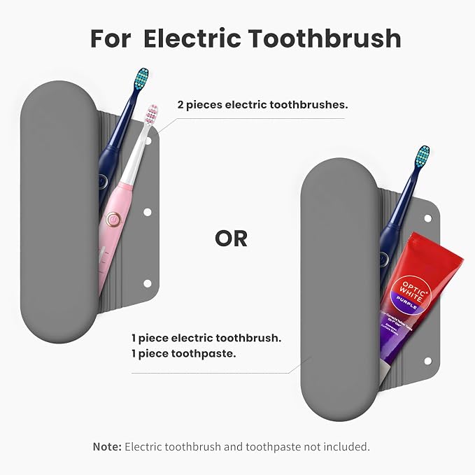 Silicone Electric Toothbrush Travel Case, Manual Toothbrush Travel Cover for Men and Women,Toothbrush Holder for Travel,Gym and More, Fits Most Manual and Electric Toothbrushes - Gray - Image 2