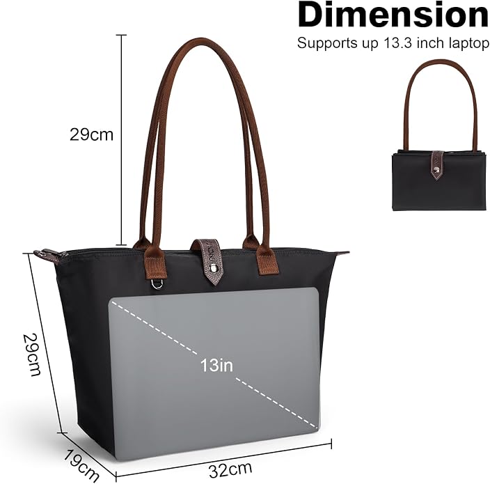 Tote Bags for Women, Foldable Tote Bag with Zipper Top-Handle Purse Waterproof Shoulder Hobo bags Handbags for Travel - Image 3