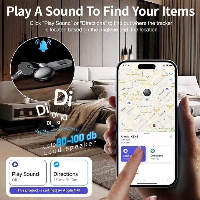 2026 Air Tracker Tags-4 Pack Bluetooth Tracker for Apple Find My app (iOS Only) Keys Finder, Smart Tag, Item Locator for Luggage, Backpack, Suitcases, Replaceable Battery (Black, 4 Pack) - Image 4