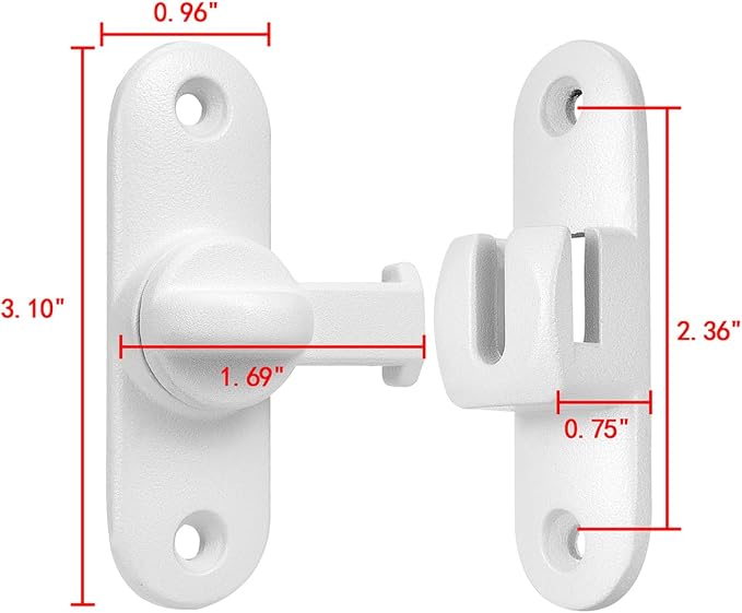 Matte White 90/180 Degree Sliding Door Latches,Zinc Alloy Flip Latch | Barn Door Latch,Cabinet Lock,Right Angle Door Lock,for bedroom,cabinet,drawer,Gardens,Wine Cabinet,garage,window,Pet Cage - Image 2
