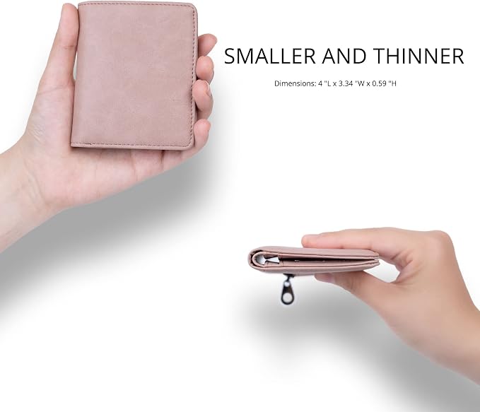 Alldaily Small RFID Wallet for Women Slim Compact Bifold Pocket Ladies Travel Mini Purse (Dark Pink) - Image 2