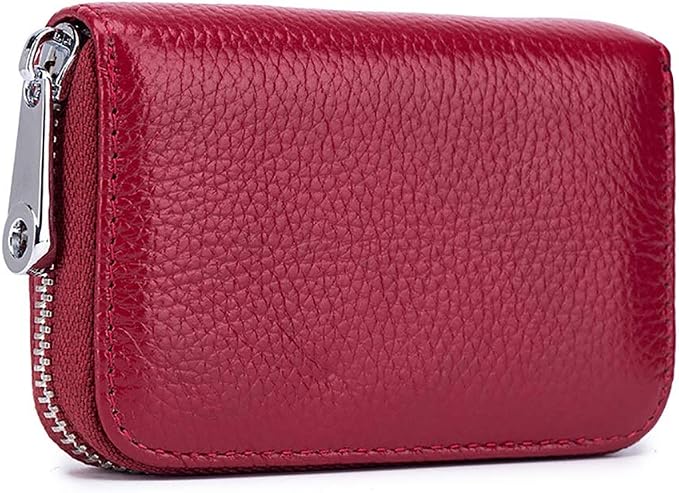 RFID Credit Card Holder Genuine Leather Credit Card Wallet with Zipper | RFID by EASTNIGHTS