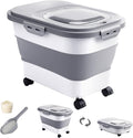 20-30 Lbs Rice Storage Container,Collapsible Food Storage Containers | Flour Storage Container with Wheels Airtight Locking Lid,Rice Container with Cup and Scoop,Suitable for Rice,Pet Food,Flour by DDMOMMYCOLLAPSIBLEFOODSTORAGECONTAINERFAMILY