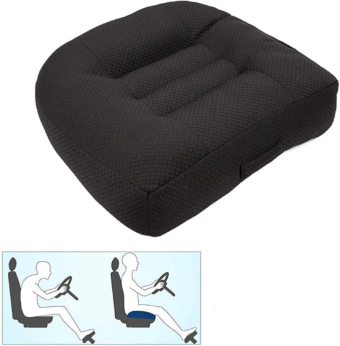 Srutirbo Car Booster Seat Cushion Raise The Height for Short People Driving Hip (Tailbone) and Lower Cack Fatigue Relief Suitable for Trucks, Cars, SUVs, Office Chairs, Wheelchairs (Pure Black) by Srutirbo