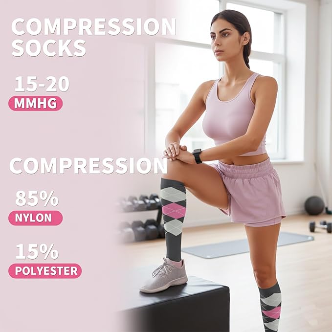 Sooverki Compression Socks for Women & Men 6 Pairs is Best Supportive Knee High Stockings for Circulation, Travel, Nurses - Image 4