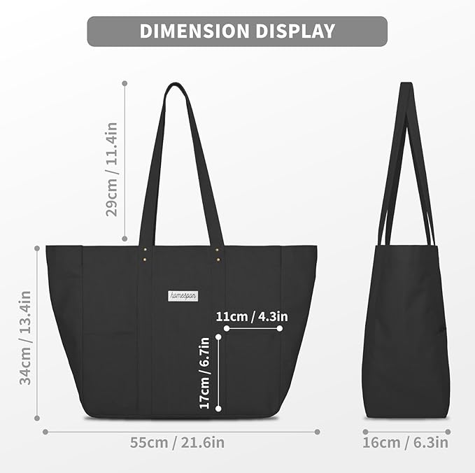 HOMESPON Large Canvas Tote Bag, Magnetic Work Laptop Pack for Women | Everything Bag, Multi Pockets, Internal Laptop Sleeve - Image 4