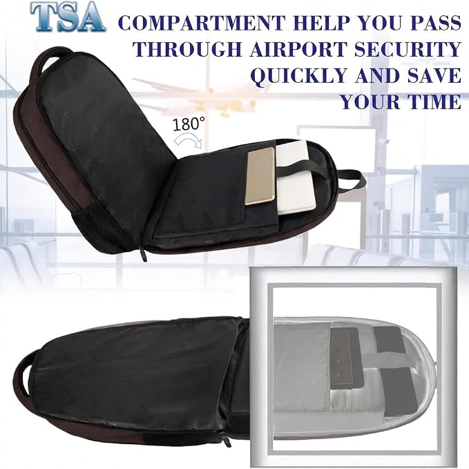 MATEIN Brown 17.3 Inch Laptop Backpack, Extra Large TSA Friendly Travel Bag | Anti Theft, Flight Approved, Carry On Business Daypack, Work College Bag, Sturdy Water Resistant, Gifts for Men & Women - Image 2