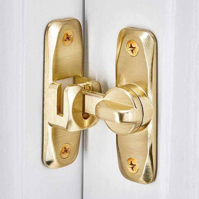 2 Pcs Gold 90/180 Degree Sliding Door Latches,Right Angle Door Lock | Zinc Alloy Flip Latch,Barn Door Latch,Cabinet Lock,for bedroom,cabinet,drawer,Gardens,Wine Cabinet,garage,window,Pet Cage - Image 3