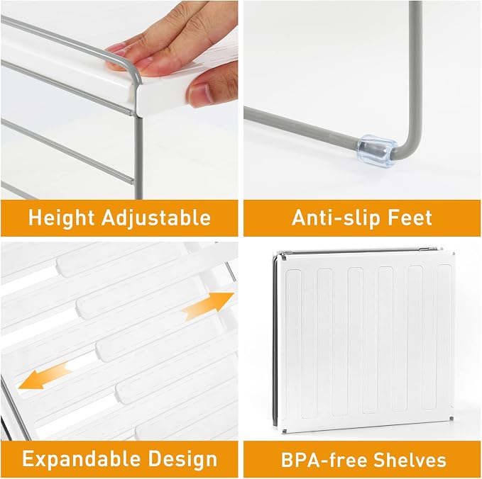 2 Pack Pantry Organization and Storage, Expandable Foil and Plastic Wrap Organizer, Adjustable Kitchen Wrap Organizer Rack for Cabinet, Foil Saran Wrap Holder Shelf for Sandwich Plastic Bags Box, - Image 5