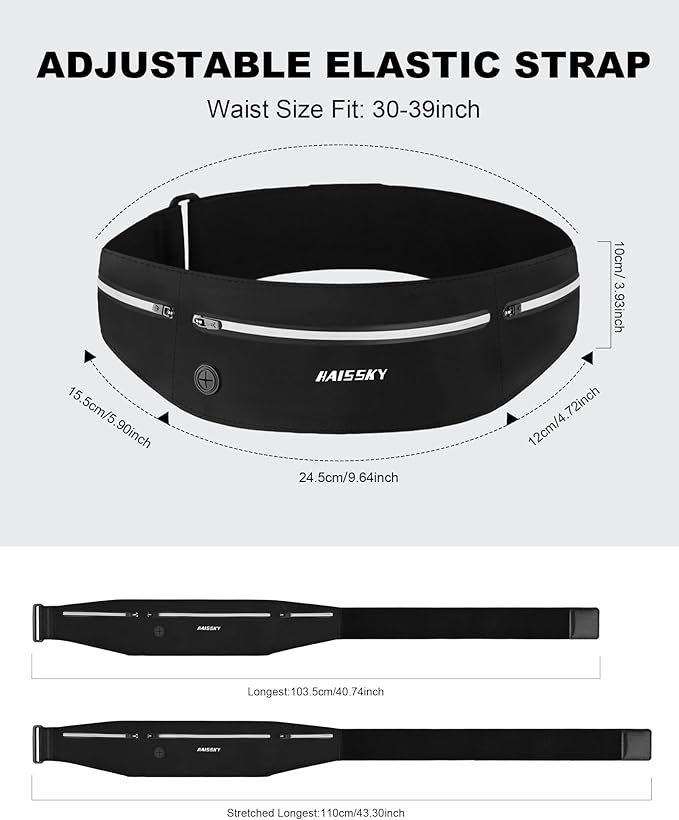 Running Belt Fanny Pack for Men Women - 3 Pocket Waist Pack | Slim，Breathable, Running Phone Holder Fits Up to 6.9" Phones - Runner Marathon Jogging Race Belt Workout Exercise Fitness - Image 3