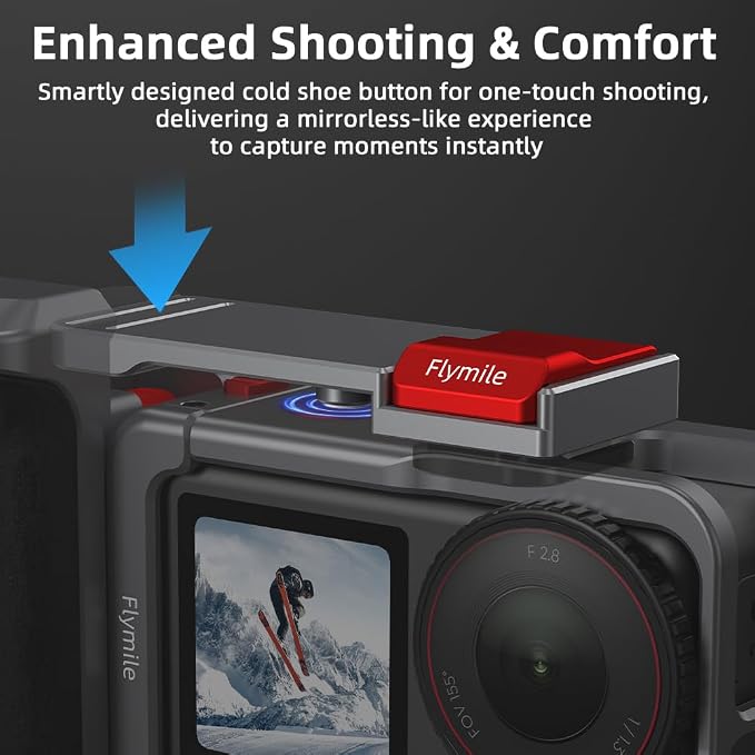 BRDRC Grip Kit for DJI Action 5 Pro 4 3 (with Cage), Handle Holder Bundle Expansion Mount with Shutter Button, Quick Release, Cold Shoe for DJI Osmo Action 5 Pro 4 3 Accessories - Image 5
