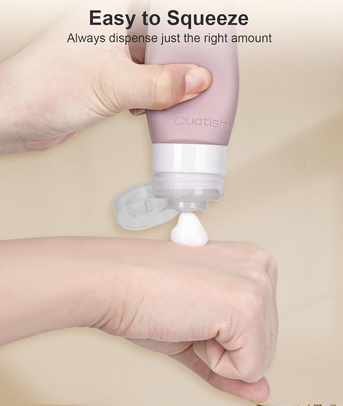 Quatish Travel Bottles for Toiletries 6 Pack, Original Patented Leakproof 3 oz Tsa Approved Travel Size Containers, BPA Free Silicone Shampoo and Conditioner Bottle, Cruise Camping Essentials, Morandi - Image 3
