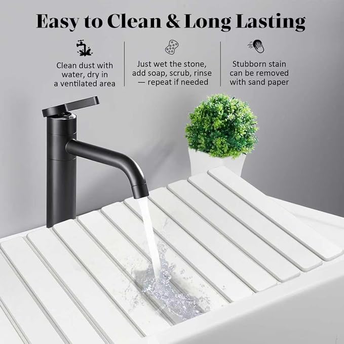 Large Stone Dish Drying Mats for Kitchen Counter, Fast Drying Collapsible Dish Drying Mat, Eco-Friendly Absorbent Diatomaceous Earth Mats for Dishes Cups, Match Any Countertop (White 28"×16" & 8"x4") - Image 3