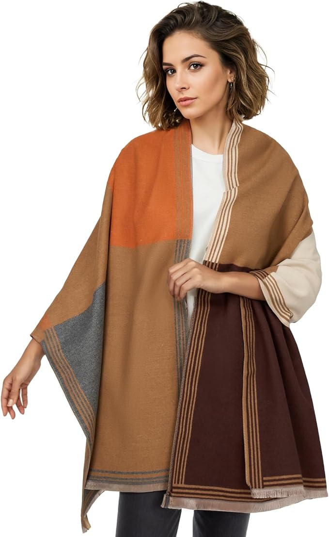 WaJuemy Winter Scarf for Women Dressy Evening Pashmina Shawl Wraps Open Front Poncho Blanket Fashion Travel Shawls Cape Wrap by WaJuemyFlagship