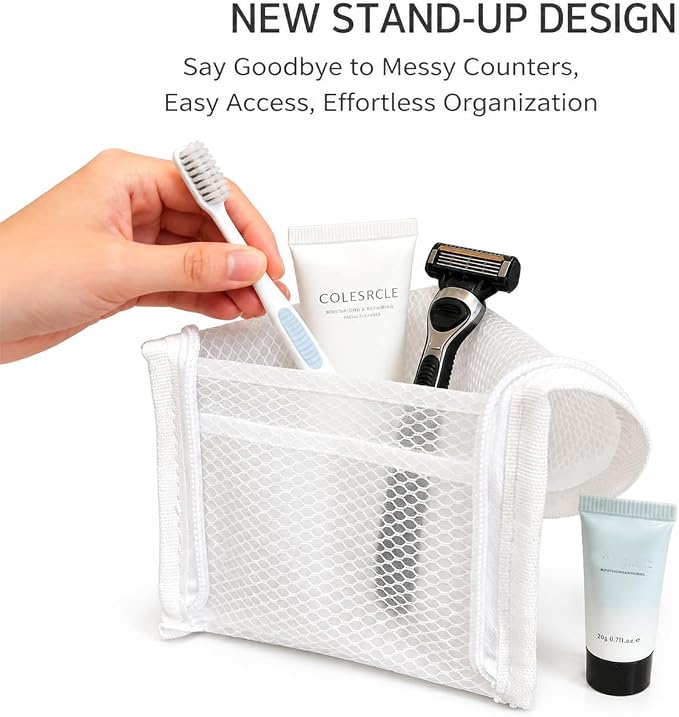 Standing Toiletry Bag for Travel & Gym – Lightweight Waterproof Travel Makeup Bag Organizer, Self-Standing Portable Toiletry Pouch for Weekend Trips Business Daily Use,White - Image 6