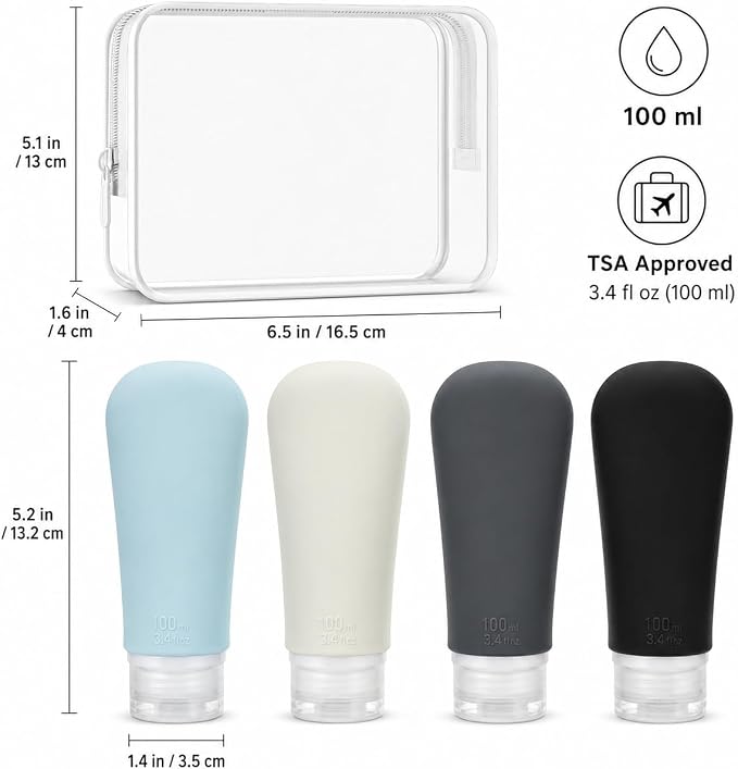 INSFIT Travel Bottles for Toiletries, TSA Approved 3oz Travel Size Containers, BPA Free Leak Proof Squeezable Silicone Tubes for Shampoo Conditioner Lotion Body Wash with Labels - Image 2