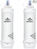500ml Soft Flask, 2 Pack TPU Collapsible Water Bottle for Running | 17oz Compressible Soft Flask for Hydration Pack & Running Vest, Foldable Water Bottle for Running Hiking Cycling by SEMSTY