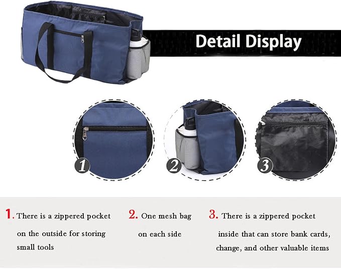 Extra Large Utility Tote Bag - Reusable Grocery Bags Foldable Heavy Duty | Large Shopping Tote 4 Pockets & Reinforced Handles, Water-Resistant Collapsible Tote for Beach, Picnic, Car Storage - Image 5