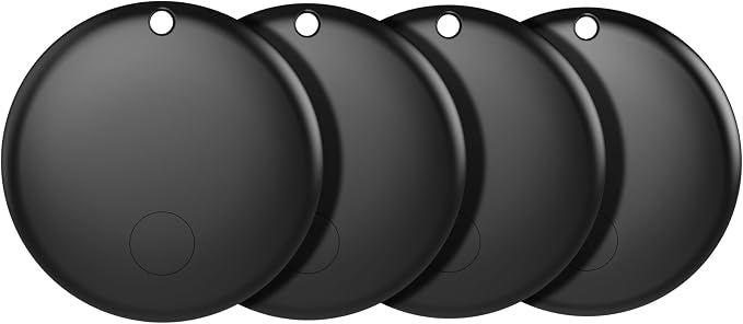 2026 Air Tracker Tags-4 Pack Bluetooth Tracker for Apple Find My app (iOS Only) Keys Finder, Smart Tag, Item Locator for Luggage, Backpack, Suitcases, Replaceable Battery (Black, 4 Pack) by Unknown