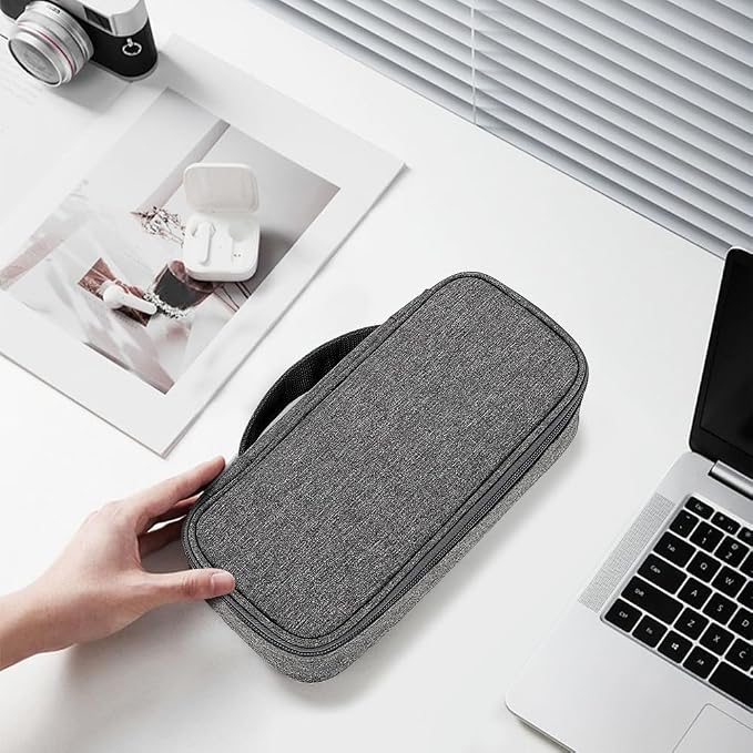 Teskyer Tech Organizer Pouch with Handle, Dark Grey | Water-Resistant Fabric, Adjustable Dividers, Multiple Compartments, Protective Lining, Travel and Office Use - Image 8