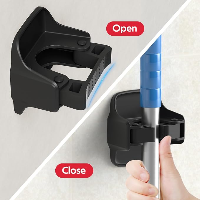reliahom Broom Holder Wall Mount Mop Grippers organizer wall hanging,10Pack | No Drilling Self Adhesive Easy install Anti-Slip Mop Broom Hanger Storage Rack for Kitchen,Laundry Room,Garden,Garage - Image 2
