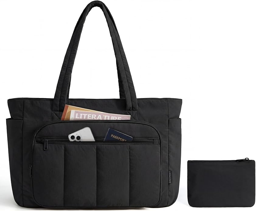 BAGSMART Tote Bag for Women, 2 Set Work Tote Bag with Zipper | 20L Capacity, 15.6'' Laptop Quilted Nurse Handbags for Work Travel College - Image 8