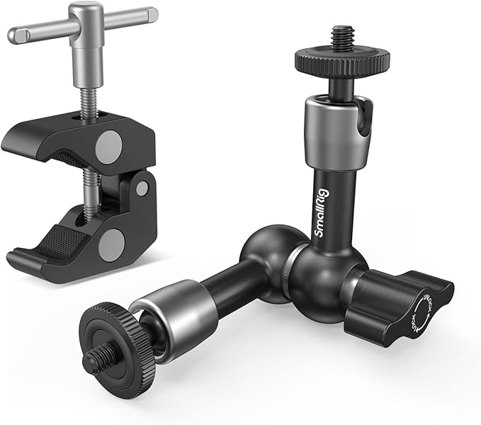 SMALLRIG Super Clamp w/ 1/4" and 3/8" Thread and 5.8 Inches Adjustable Friction Power Articulating Magic Arm with 1/4" Thread Screw for LCD Monitor/LED Lights - KBUM2730 | Adjustable Friction Power Articulating Magic Arm with 1/4" Thread Screw for LCD ... by SmallRig