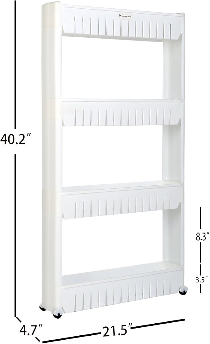 Laundry Room Organizer, Mobile Shelving Unit Organizer with 4 Large Storage Baskets, Gap Storage Slim Slide Out Pantry Storage Rack for Narrow Spaces, 4 Tier … - Image 3
