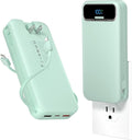 aonidi Portable Charger 20000mAh with Built-in Cables&AC Wall Plug, Green | PD20W Fast Charging,Travel Essential,TSA Approved,LED Display,All in One USB C Power Bank for All Cell Phones Devices by AONIDI