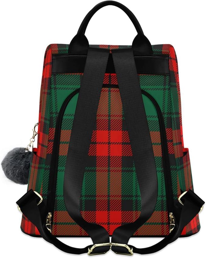 ALAZA Christmas Tartan Plaid Backpack Purse for Women Anti Theft Fashion Back Pack Shoulder Bag - Image 2