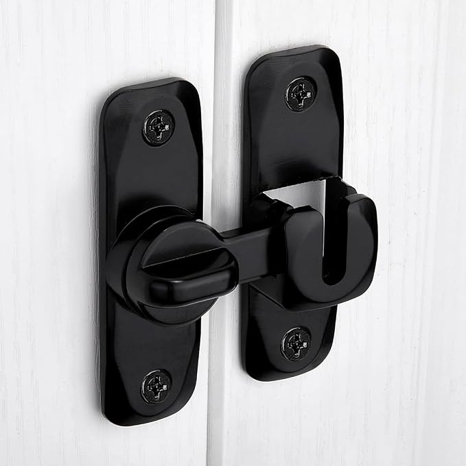 3 Packs Black Barn Door Latches,90/180 Degree Gate Lock_B | Zinc Alloy Right Angle Door Lock Latch,Flip Gate Latches,Sliding Door Latch Lock,for Cabinets,Fence Gates,Pet Cage - Image 5