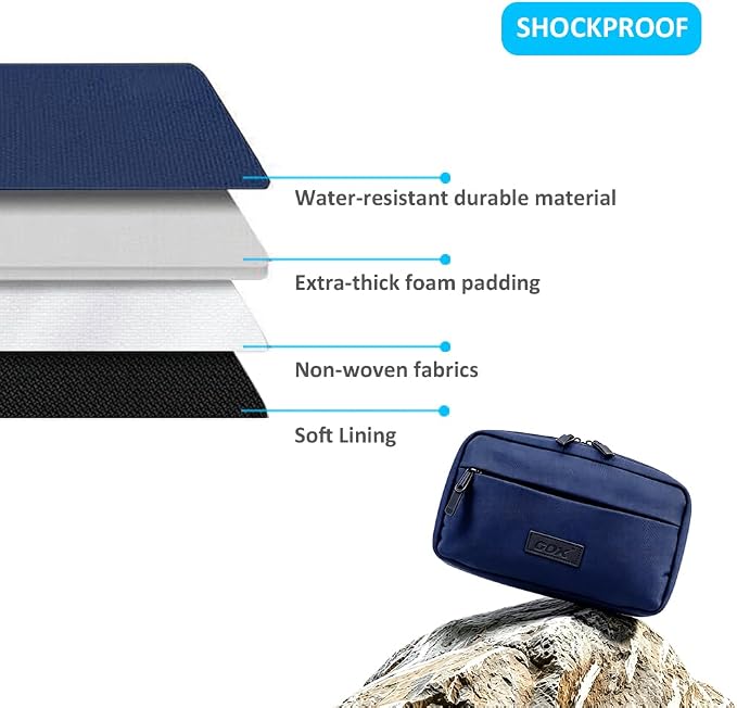 GOX Travel Cable Organizer Bag, Medium Tech Pouch for Electronics, Navy | Two Zippers & Multiple Storage Pockets, Water-Repellent Oxford, All-in-One Tech Bag for Electronic & Travel Accessories - Image 6