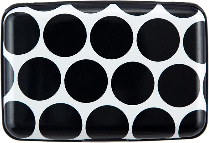 Credit Card Holder Wallet for Women Men RFID Blocking Small Metal Business Aluminum Protector Sleeves Slim Mini Cards Case (Black White Polka Dot) by Kaabao