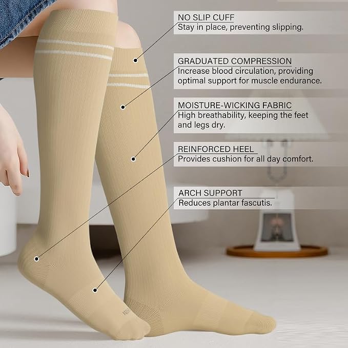 LEVSOX Viscose Made from Bamboo Compression Socks for Pregnant Women 20-30 mmHg Knee High Cute Mens Supports Socks for Travel - Image 2