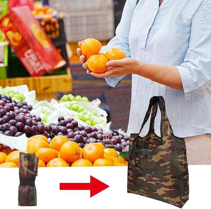 Aricsen Durable Mixed Color Reusable Grocery Bags with Handles, 20 Pack | Polyster fabric cloth, Pocket Nylon Tote, Foldable, Xlarge, Durable, Machine Washable, for grocery, storage, gifts - Image 2