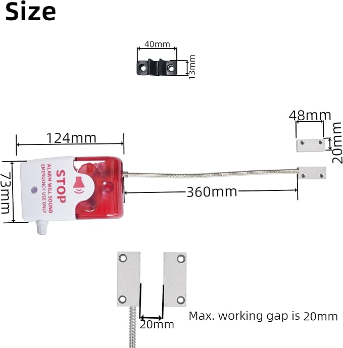 Emergency Door Alarm with Flexible Mount, Door Alarms When Opened, Exit Door Security Stop Alert System, Battery Operated - Image 6