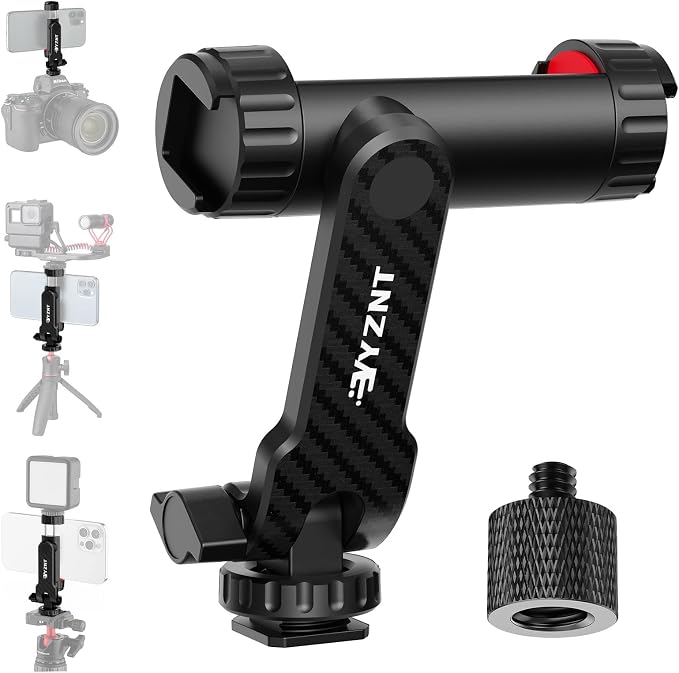 Phone Tripod Mount, Universal Smartphone Holder with 2 Cold Shoe Mount Adapter and 1/4" Standard Screw Thread, 360°Rotation & 180°Tilt Phone Clamp Compatible with iPhone & Android for Photography by Unknown