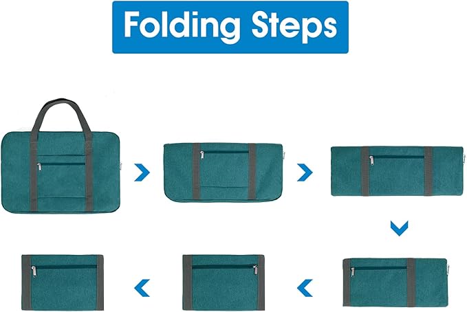 For United Airlines Foldable Carry on Bag 22x14x9 Travel Duffel Bag Packable luggage Duffle for Women and Men 40L (Teal) - Image 6