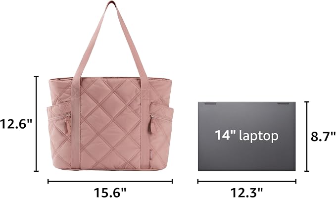 BAGSMART Crush Tote Bag for Women, 20L Puffer Work Tote with Zipper | Quilted Nurse Hospital Bag For Travel College Gym - Image 3