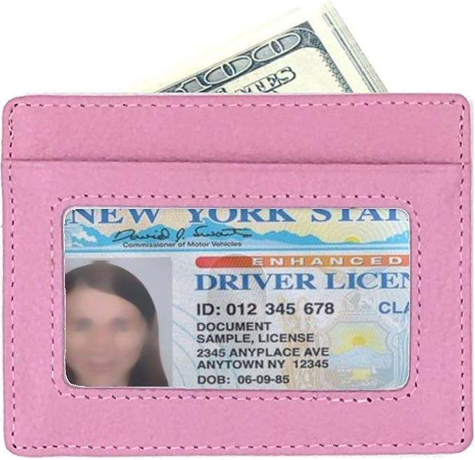 RFID Protect Slim Minimalist Pocket Leather Wallet Card Holder - Pink by Tapp+Collections