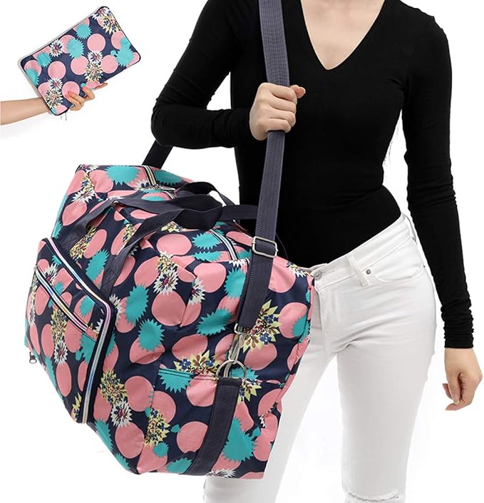 22" Foldable Large Travel Duffel Duffle Bag Sports Gym Tote Bag For Women Overnight Carryon Weekend Bag Shoulder Bag Water Resistant - Image 2