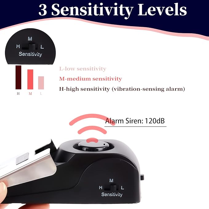Door Stop Alarm, Door Stopper with 120DB Security Alarm, Floor Wedge Doorstop for Travel Apartment Home House (Pack of 1) - Image 3