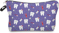 Livel lhood Purple Cartoon Teeth Cute Small Makeup Bag | Printed Padded Cosmetic Organizer Zipper Pouch, Purple Cartoon Teeth Gift for Women Friends by Livel+lhood