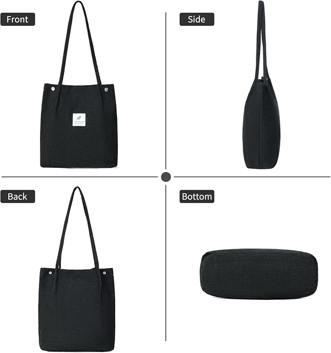 Corduroy Tote Bag for Women Crossbody Bags Lightweight Handbags Shoulder Bag with Zipper Pockets for Work Shopping - Image 5