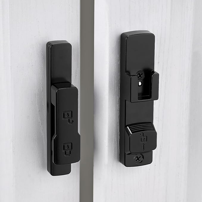 Black 180 Degree Barn Door Lock,Flip Gate Latches Hardware | Zinc Alloy Door Lock,Sliding Door Latches,for bedroom,drawer,pet enclosures,cabinet,garage,window - Image 7