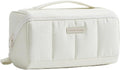 NISHEL Travel Makeup Bag for women, Organizer Pouch Cosmetic Case | Open-flat design keeps cosmetics, brushes, and beauty tools organized for travel and daily routines, Medium, Beige by NISHEL