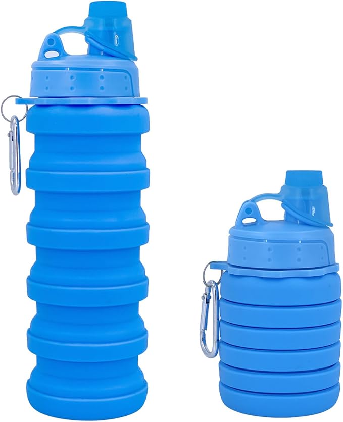 Collapsible Water Bottles Travel water bottle Sports Portable Sport Water Bottle Reusable Water Bottles comes with mountaineering Buckle 500ml silicone Water-proof camping water bottle - Image 2