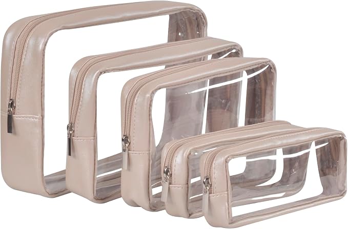 Remobia Hicol TSA Approved 5-Piece Diaper Bag Organizer Pouch Set Clear Waterproof TPU Kids Toiletry Storage Set Travel Packing Clutch Cube Bags for Baby Nursing (Pearl Grey) by Remobia+Hicol